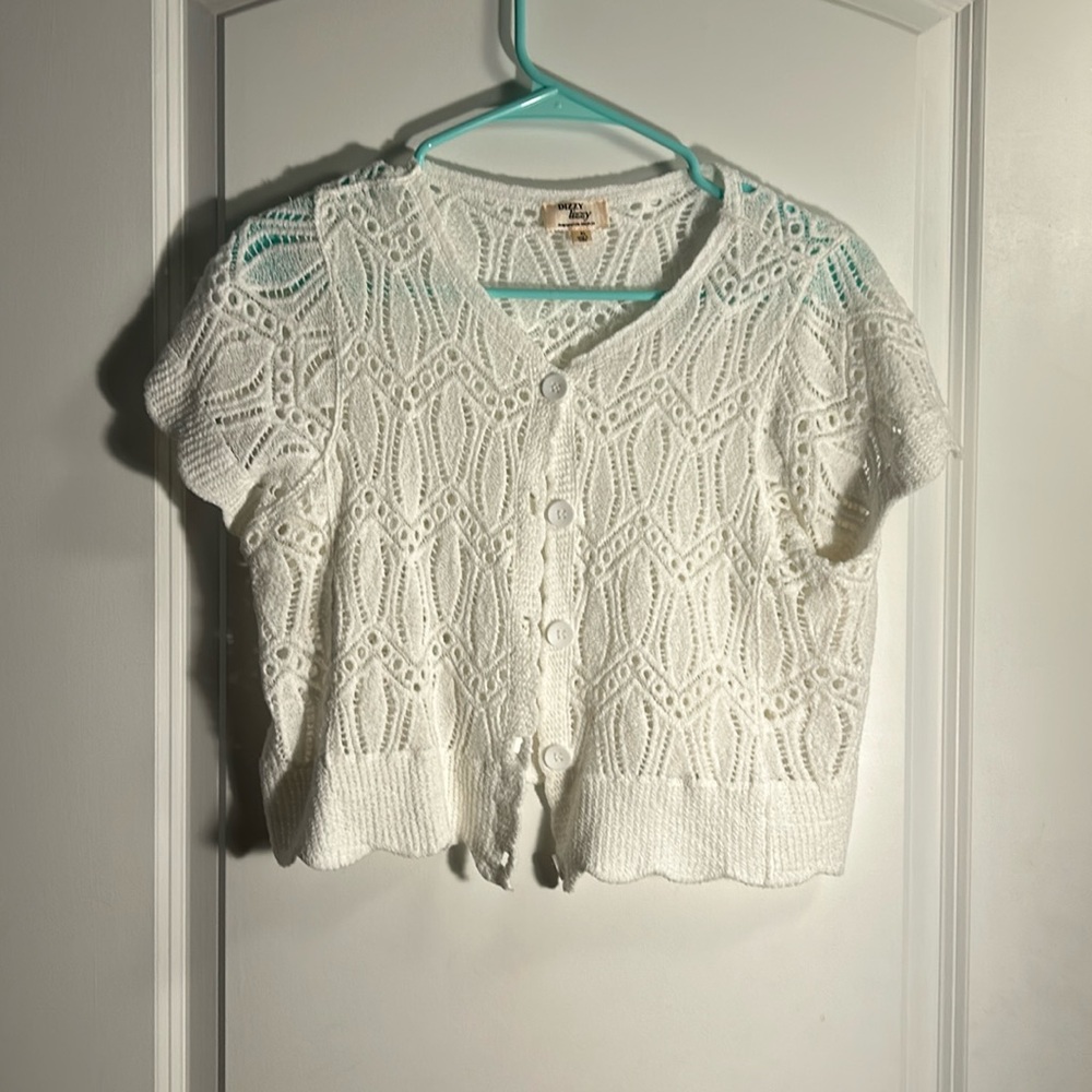 White cover up sweater from dizzy lizzy brand